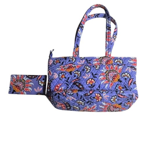Vera Bradley Handbags - Vera Bradley Quilted Tote Bag and Wallet Set Floral Lavender Purple